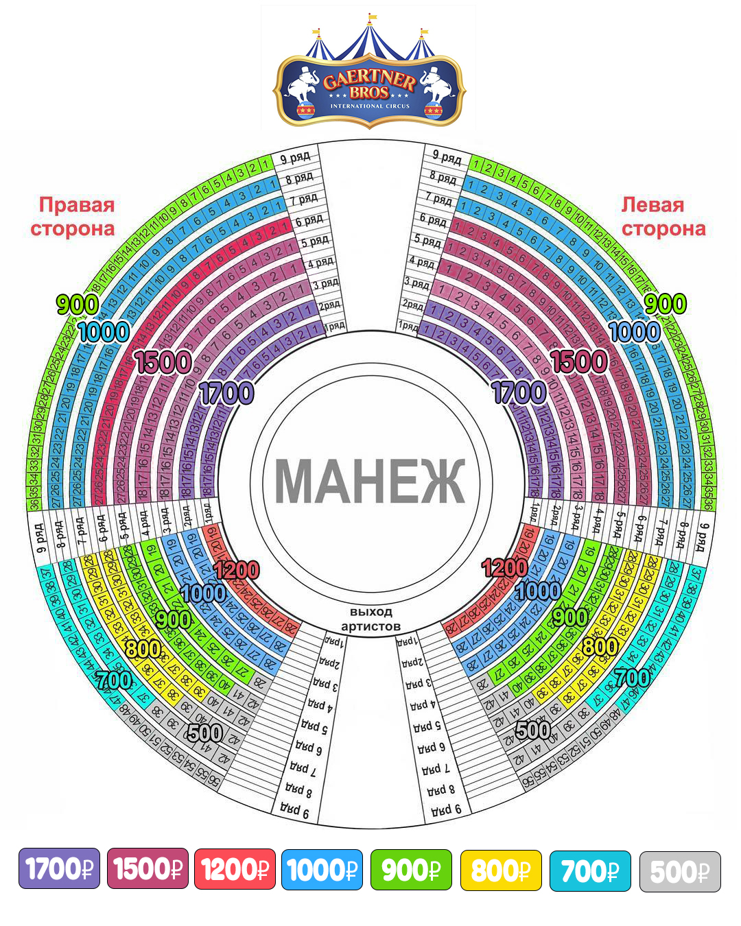Схема зала цирка братьев Гертнер Альметьевск